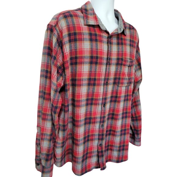 Eddie Bauer Men XXL Plaid Heavy Button-Up Shirt Long Sleeve Work Street Wear Red - Picture 4 of 13